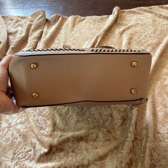 Calpak Faux Leather Backpack Tan with Whipstitch Trim in mauve - Picture 2 of 11